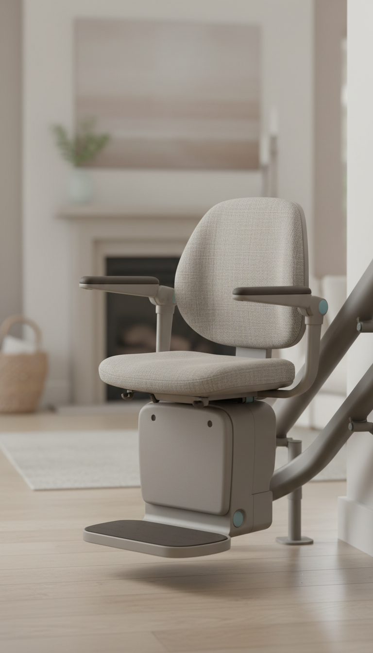 Compact Stair Lift Stone Linen Seat