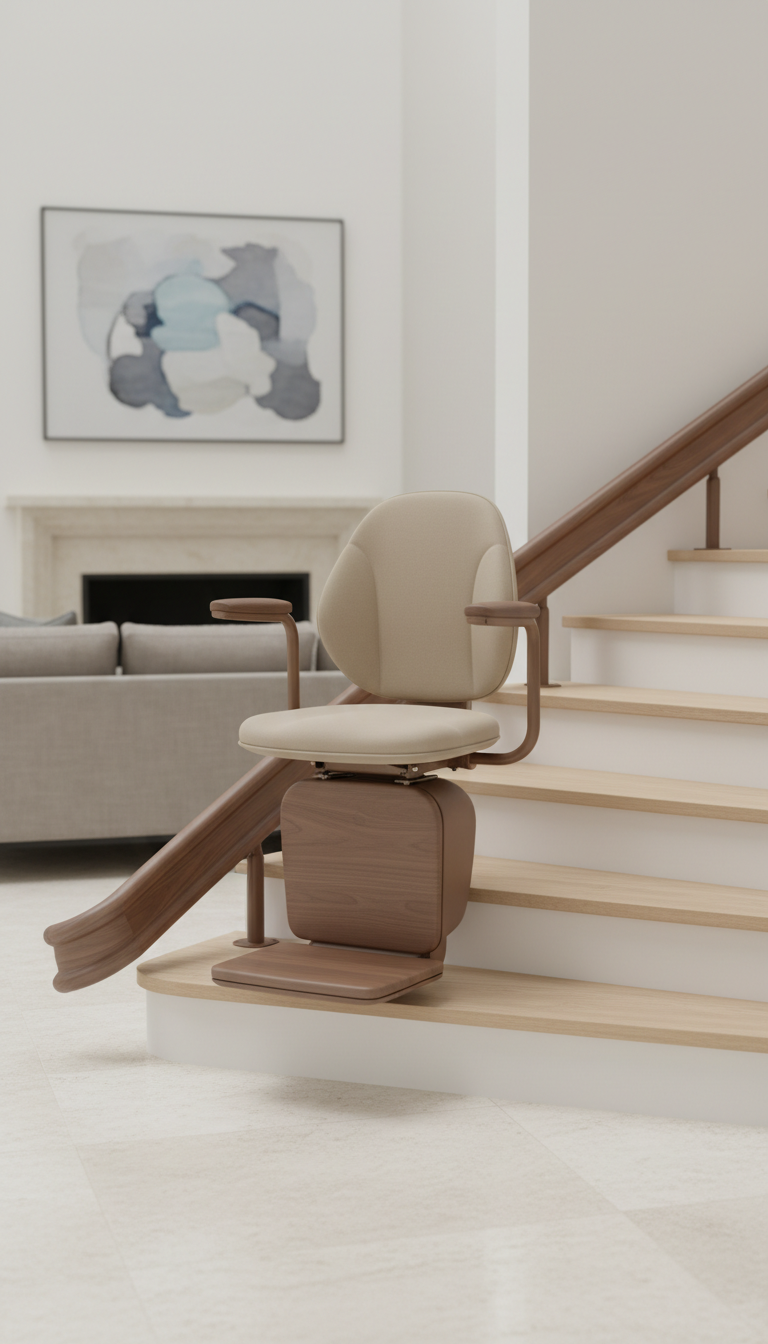 Curved Stair Lift Walnut Finish